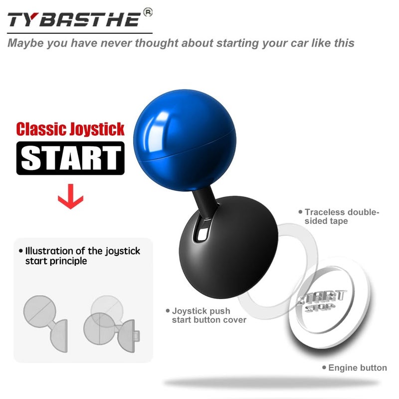 Tybasthe 𝙊𝙧𝙞𝙜𝙞𝙣𝙖𝙡｜Push Start Button Cover Metallic Blue Car Joystick Push to Start Car Joystick Starter Engine Start Stop Button Cover Car Ignition Button Cover Car Accessories Interior Decorations - Image 3